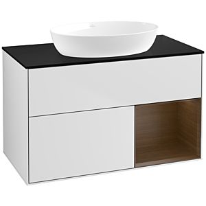 Villeroy and Boch Finion Villeroy and Boch Finion FA22GNMT 100cm, cover plate black matt, shelves Walnut Veneer , white matt lacquer