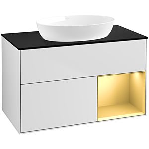 Villeroy and Boch Finion Villeroy and Boch Finion FA22HFMT 100cm, cover plate black matt, shelves gold matt lacquer, white matt lacquer