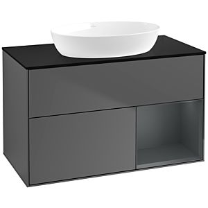 Villeroy et Boch Finion Villeroy et Boch FA22HGGK 100cm, plaque de recouvrement noir mat, étagères laqué mat Midnight, anthracite mat