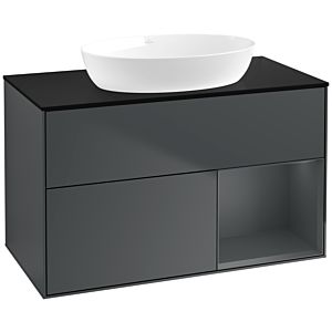 Villeroy und Boch Finion Waschtischunterschrank FA22HGHG 100cm, Abdeckplatte black matt, Regale Midnight matt lacquer, Midnight Blue Matt Lacquer