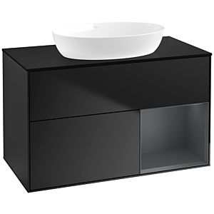 Villeroy und Boch Finion Waschtischunterschrank FA22HGPD 100cm, Abdeckplatte black matt, Regale Midnight matt lacquer, Black matt lacquer