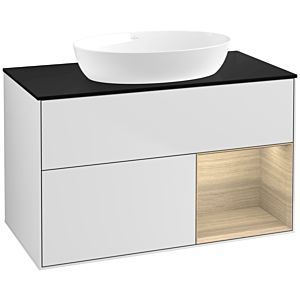 Villeroy and Boch Finion Villeroy and Boch Finion FA22PCMT 100cm, cover plate black matt, shelves Oak Veneer , white matt lacquer