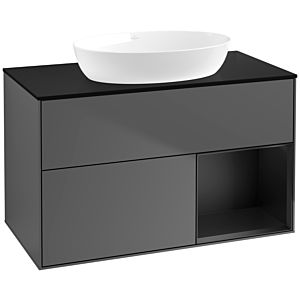 Villeroy and Boch Finion Villeroy and Boch Finion FA22PDGK 100cm, cover plate black matt, shelves black matt lacquer, anthracite matt