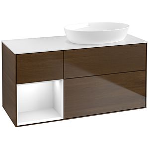 Villeroy and Boch Finion Villeroy and Boch Finion FA41GFGN 120cm, cover plate white matt, shelves Glossy white lacquer, walnut veneer