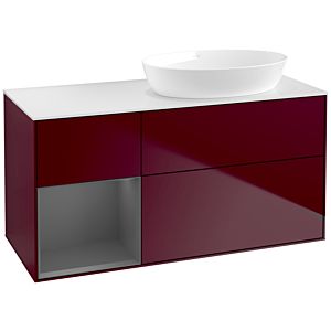 Villeroy et Boch Finion Villeroy et Boch FA41GKHB 120cm, plaque de recouvrement blanc mat, étagères laqué mat anthracite, Peony Matt