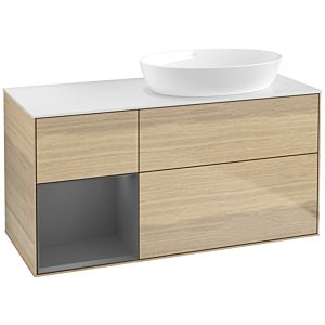 Villeroy and Boch Finion Villeroy and Boch Finion FA41GKPC 120cm, cover plate white matt, shelves anthracite matt lacquer, Oak Veneer