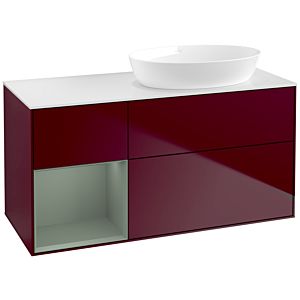 Villeroy et Boch Finion Villeroy et Boch FA41GMHB 120cm, plaque de recouvrement blanc mat, étagères laqué olive mat, Peony Matt