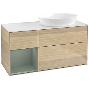 Villeroy and Boch Finion Villeroy and Boch Finion FA41GMPC 120cm, cover plate white matt, shelves olive matt lacquer, Oak Veneer