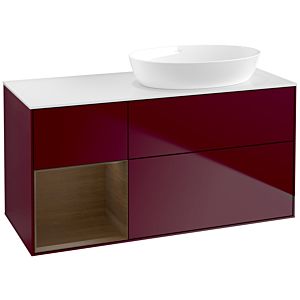 Villeroy et Boch Finion Villeroy et Boch FA41GNHB 120cm, plaque de recouvrement blanc mat, étagères Walnut Veneer , Peony Matt