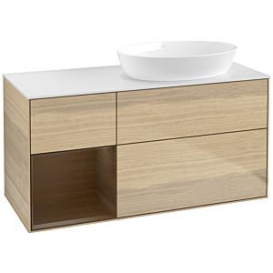 Villeroy et Boch Finion Villeroy et Boch FA41GNPC 120cm, plaque de recouvrement blanc mat, étagères Walnut Veneer , Oak Veneer