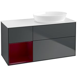 Villeroy und Boch Finion Waschtischunterschrank FA41HBHG 120cm, Abdeckplatte white matt, Regale Peony matt lacquer, Midnight Blue Matt Lacquer