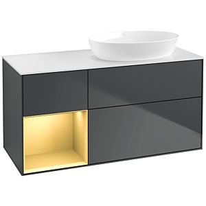 Villeroy und Boch Finion Waschtischunterschrank FA41HFHG 120cm, Abdeckplatte white matt, Regale Gold matt lacquer, Midnight Blue Matt Lacquer