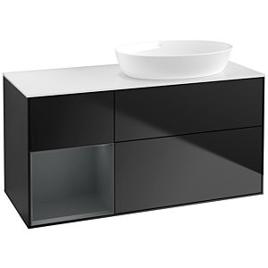 Villeroy und Boch Finion Waschtischunterschrank FA41HGPD 120cm, Abdeckplatte white matt, Regale Midnight matt lacquer, Black matt lacquer