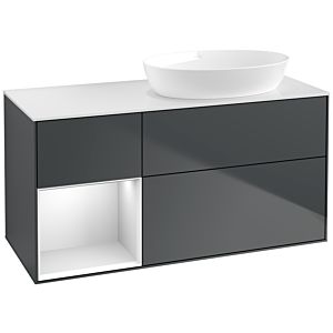 Villeroy und Boch Finion Waschtischunterschrank FA41MTHG 120cm, Abdeckplatte white matt, Regale White matt lacquer, Midnight Blue Matt Lacquer