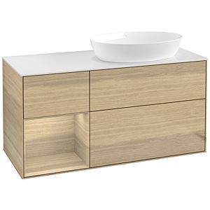 Villeroy und Boch Finion Waschtischunterschrank FA41PCPC 120cm, Abdeckplatte white matt, Regale Oak Veneer, Oak Veneer