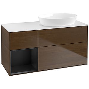 Villeroy and Boch Finion Villeroy and Boch Finion FA41PDGN 120cm, cover plate white matt, shelves black matt lacquer, walnut veneer