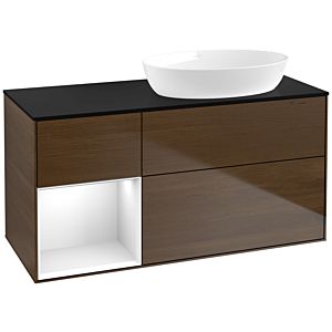 Villeroy and Boch Finion Villeroy and Boch Finion FA42GFGN 120cm, cover plate black matt, shelves Glossy white lacquer, walnut veneer