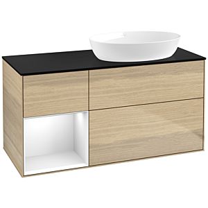 Villeroy and Boch Finion Villeroy and Boch Finion FA42GFPC 120cm, cover plate black matt, shelves Glossy white lacquer, Oak Veneer