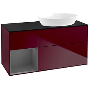 Villeroy und Boch Finion Waschtischunterschrank FA42GKHB 120cm, Abdeckplatte black matt, Regale Anthracite matt lacquer, Peony Matt