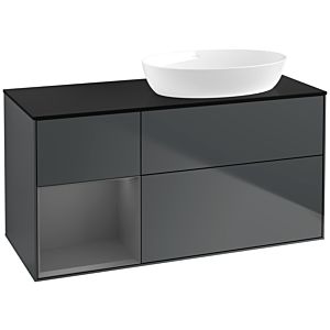 Villeroy et Boch Finion Villeroy et Boch FA42GKHG 120cm, plaque de recouvrement noir mat, étagères laqué anthracite mat, Midnight Blue Matt Lacquer