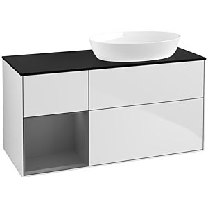 Villeroy und Boch Finion Waschtischunterschrank FA42GKMT 120cm, Abdeckplatte black matt, Regale Anthracite matt lacquer, White matt lacquer