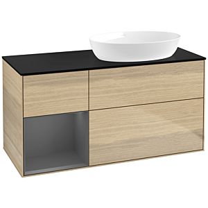 Villeroy et Boch Finion Villeroy et Boch FA42GKPC 120cm, plaque de recouvrement noir mat, étagères laqué anthracite mat, Oak Veneer