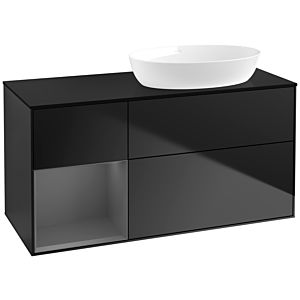 Villeroy und Boch Finion Waschtischunterschrank FA42GKPD 120cm, Abdeckplatte black matt, Regale Anthracite matt lacquer, Black matt lacquer