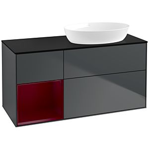 Villeroy et Boch Finion Villeroy et Boch FA42HBHG 120cm, plaque de recouvrement noir mat, étagères Peony laqué mat, Midnight Blue Matt Lacquer