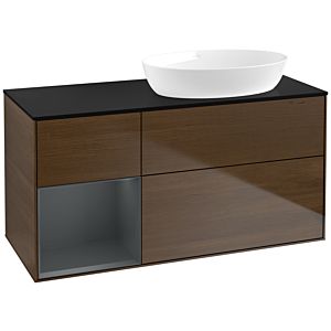 Villeroy and Boch Finion Villeroy and Boch Finion FA42HGGN 120cm, cover plate black matt, shelves midnight matt lacquer, walnut veneer