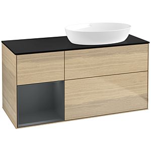 Villeroy und Boch Finion Waschtischunterschrank FA42HGPC 120cm, Abdeckplatte black matt, Regale Midnight matt lacquer, Oak Veneer