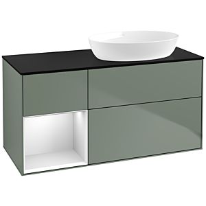 Villeroy and Boch Finion Villeroy and Boch Finion FA42MTGM 120cm, cover plate black matt, shelves white matt lacquer, Olive Matt Lacquer