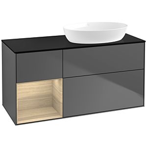 Villeroy et Boch Finion Villeroy et Boch FA42PCGK 120cm, plaque de recouvrement noir mat, étagères Oak Veneer , anthracite mat
