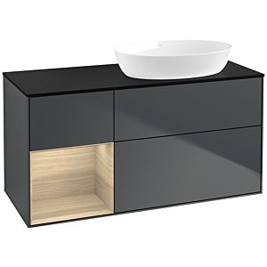 Villeroy et Boch Finion Villeroy et Boch FA42PCHG 120cm, plaque de recouvrement noir mat, étagères Oak Veneer , Midnight Blue Matt Lacquer