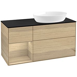 Villeroy und Boch Finion Waschtischunterschrank FA42PCPC 120cm, Abdeckplatte black matt, Regale Oak Veneer, Oak Veneer