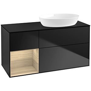 Villeroy und Boch Finion Waschtischunterschrank FA42PCPD 120cm, Abdeckplatte black matt, Regale Oak Veneer, Black matt lacquer