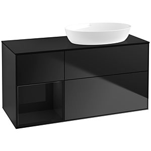 Villeroy und Boch Finion Waschtischunterschrank FA42PHPD 120cm, Abdeckplatte black matt, Regale Glossy black lacquer, Black matt lacquer