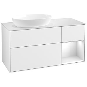 Villeroy und Boch Finion Waschtischunterschrank FA51GFGF 120cm, Abdeckplatte white matt, Regale Glossy white lacquer, Glossy white lacquer