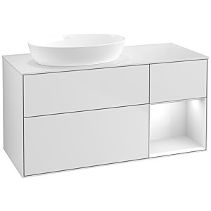 Villeroy und Boch Finion Waschtischunterschrank FA51GFMT 120cm, Abdeckplatte white matt, Regale Glossy white lacquer, White matt lacquer