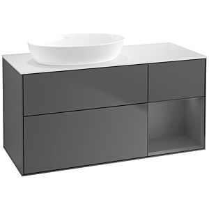 Villeroy und Boch Finion Waschtischunterschrank FA51GKGK 120cm, Abdeckplatte white matt, Regale Anthracite matt lacquer, Anthracite matt