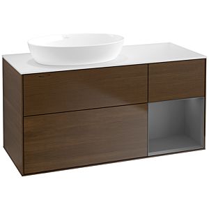 Villeroy and Boch Finion Villeroy and Boch Finion FA51GKGN 120cm, cover plate white matt, shelves anthracite matt lacquer, walnut veneer
