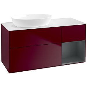 Villeroy et Boch Finion Villeroy et Boch FA51HGHB 120cm, plaque de recouvrement blanc mat, étagères laqué mat Midnight, Peony Matt