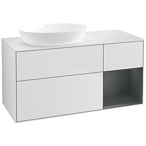 Villeroy und Boch Finion Waschtischunterschrank FA51HGMT 120cm, Abdeckplatte white matt, Regale Midnight matt lacquer, White matt lacquer