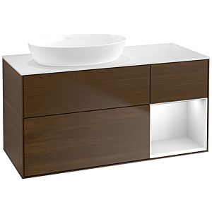 Villeroy and Boch Finion Villeroy and Boch Finion FA51MTGN 120cm, cover plate white matt, shelves white matt lacquer, walnut veneer
