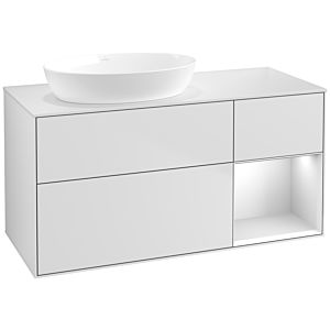 Villeroy et Boch Finion Villeroy et Boch FA51MTMT 120cm, plaque de recouvrement blanc mat, étagères laqué blanc mat, laqué blanc mat