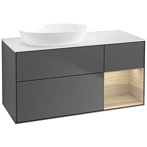 Villeroy et Boch Finion Villeroy et Boch FA51PCGK 120cm, plaque de recouvrement blanc mat, étagères Oak Veneer , anthracite mat