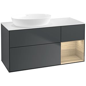 Villeroy et Boch Finion Villeroy et Boch FA51PCHG 120cm, plaque de recouvrement blanc mat, étagères Oak Veneer , Midnight Blue Matt Lacquer