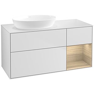 Villeroy und Boch Finion Waschtischunterschrank FA51PCMT 120cm, Abdeckplatte white matt, Regale Oak Veneer, White matt lacquer