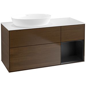 Villeroy and Boch Finion Villeroy and Boch Finion FA51PDGN 120cm, cover plate white matt, shelves black matt lacquer, walnut veneer
