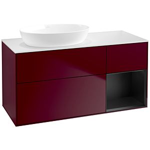 Villeroy et Boch Finion Villeroy et Boch FA51PDHB 120cm, plaque de recouvrement blanc mat, étagères laqué noir mat, Peony Matt