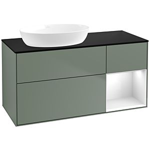 Villeroy and Boch Finion Villeroy and Boch Finion FA52GFGM 120cm, cover plate black matt, shelves Glossy white lacquer, Olive Matt Lacquer